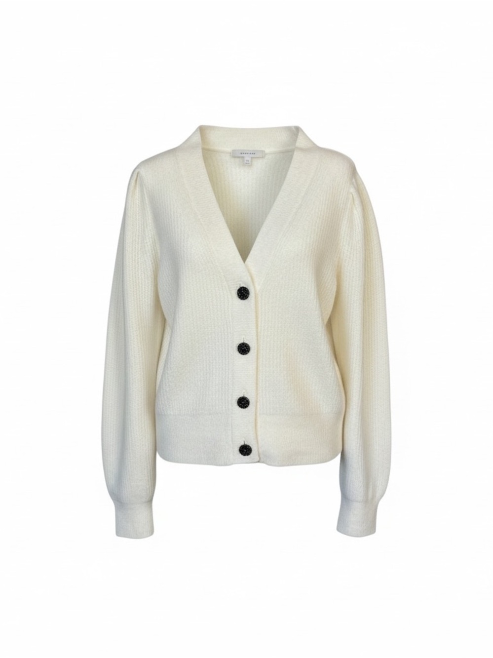 White House Black Market Cream V-Neck Button Cardigan